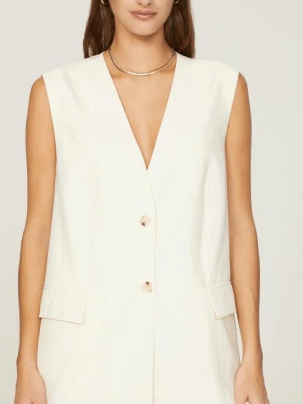 WeWoreWhat Women's Cream and White Gilet
